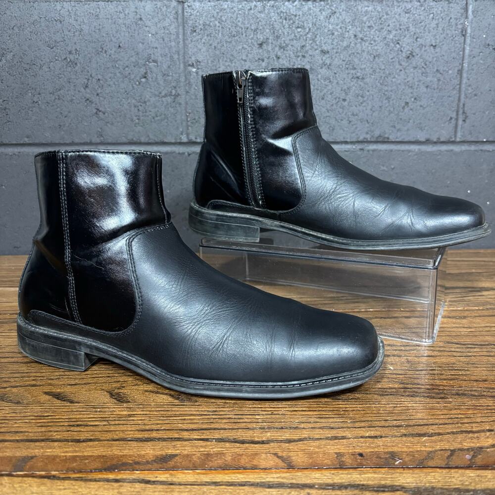 Rockport Black Leather Side Zip Ankle Dress Boots Square Toe Men’s 9 M